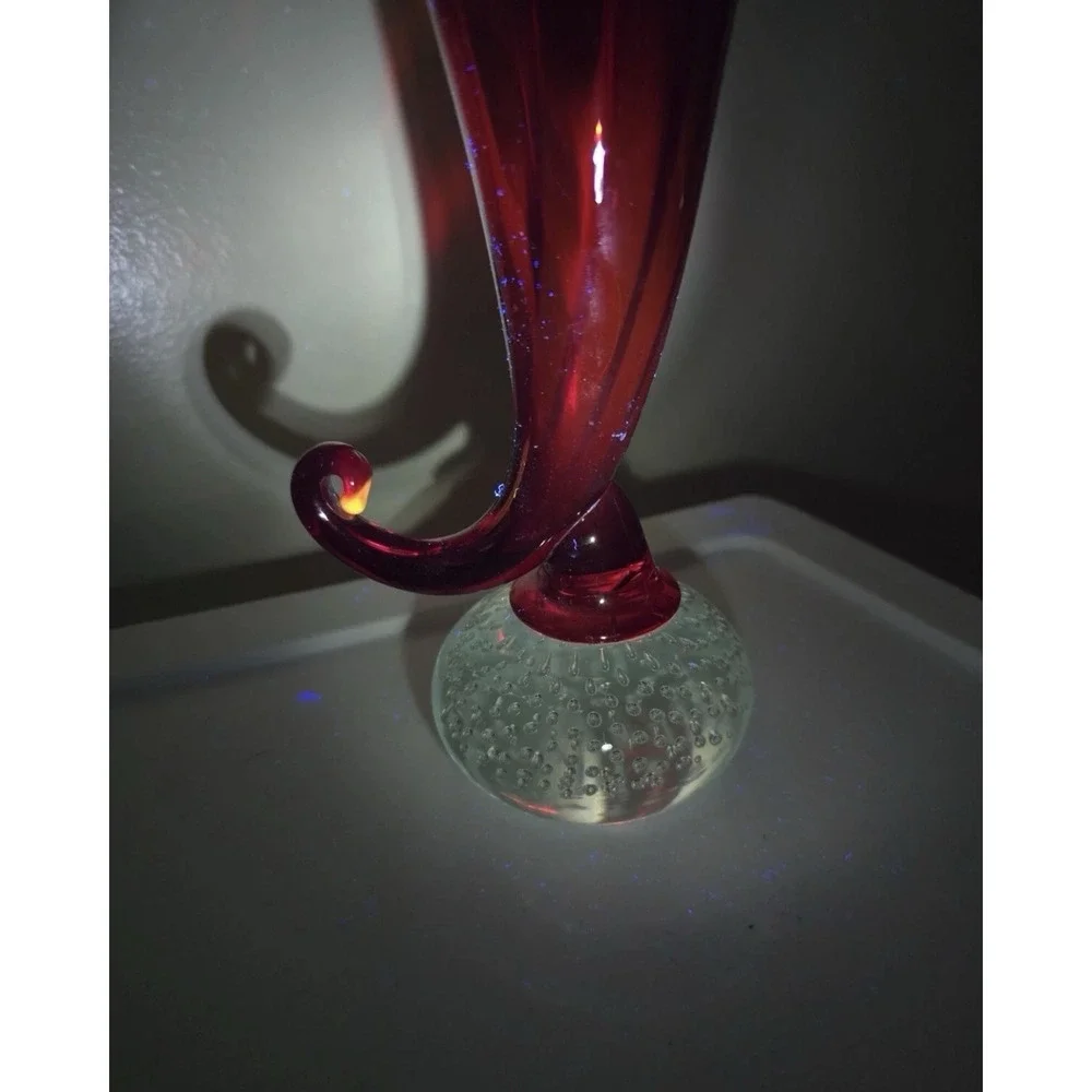 Pairpoint Ruby Vase Crystal Bubble Ball Connector Cadmium Glow